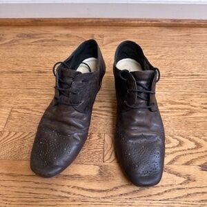 MARSELL SOFT BROWN DISTRESSED LEATHER, EYELET CUT OUT, LACE UP SHOE IT 39